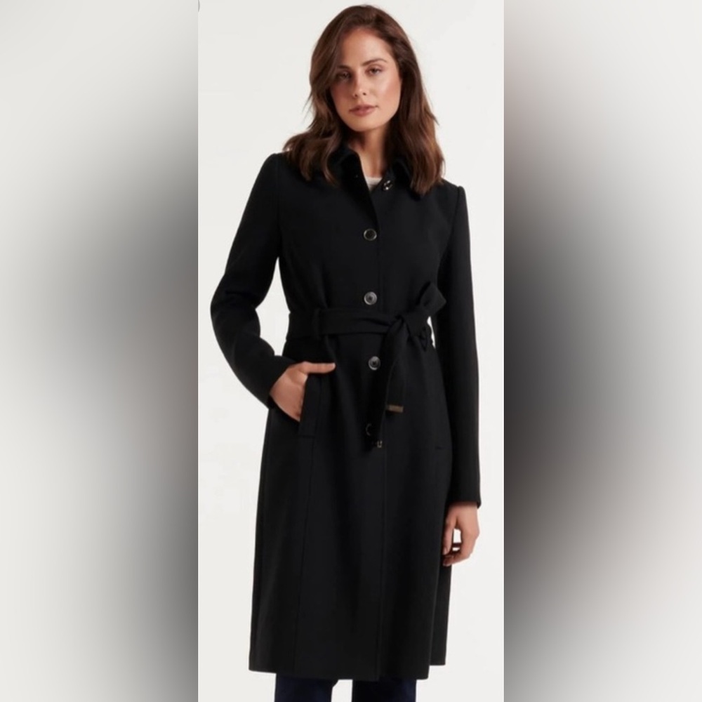 Ever New Black Trench Coat with Full Length and Matching Belt